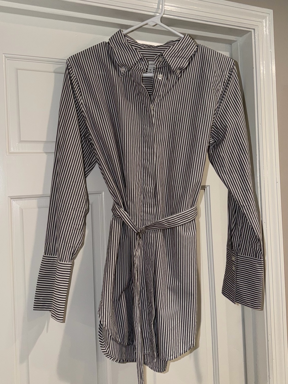 Banana republic striped dress shirt with belt